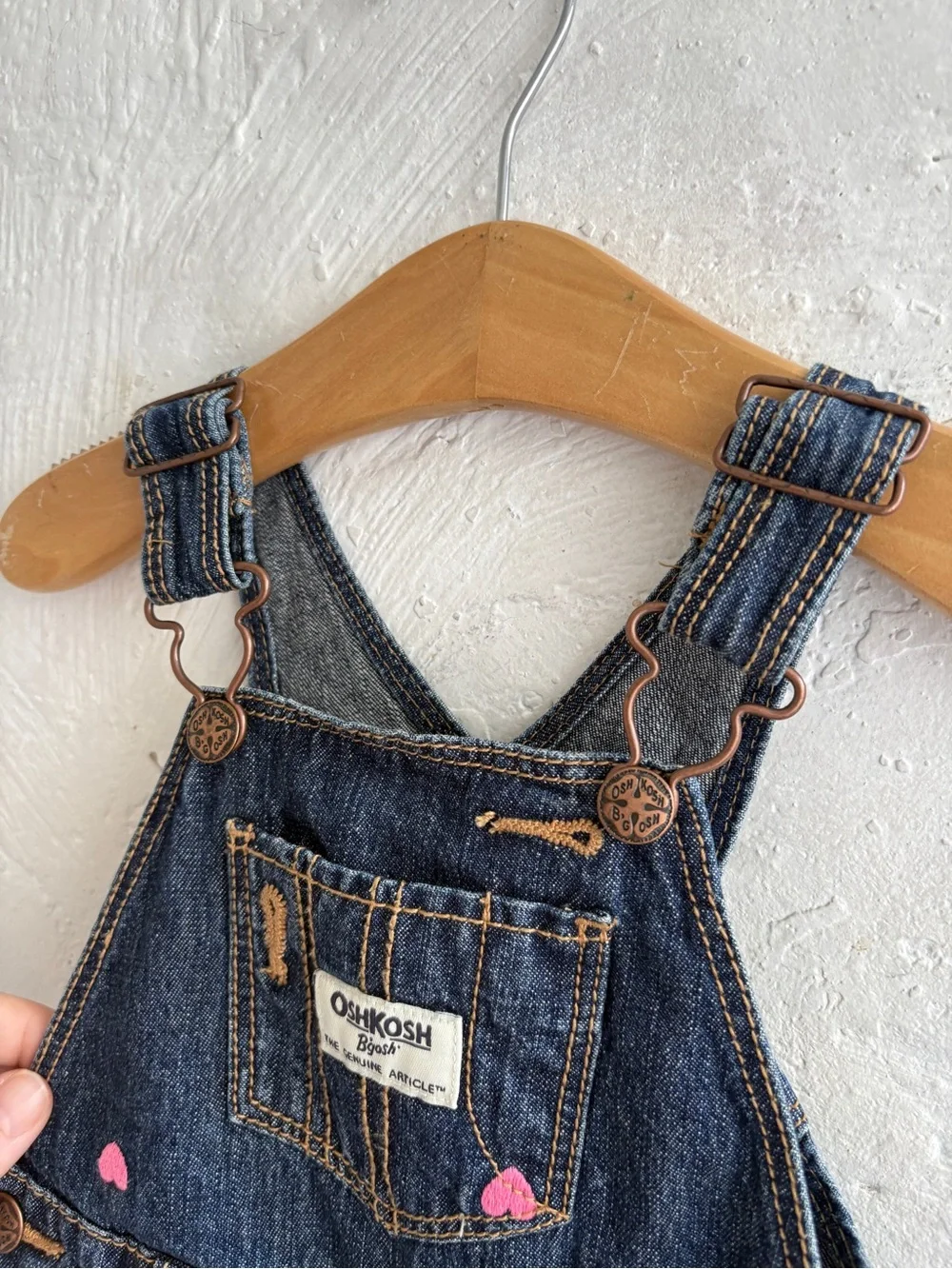 12 month OshKosh B'Gosh baby girl denim short overalls